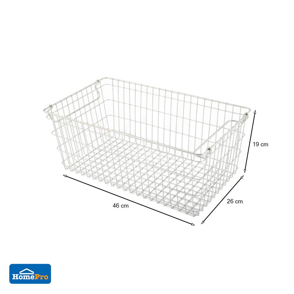 ตะกร้าสเตนเลส ORGAN 46x26x19 ซม. ซ้อนได้ L KECH