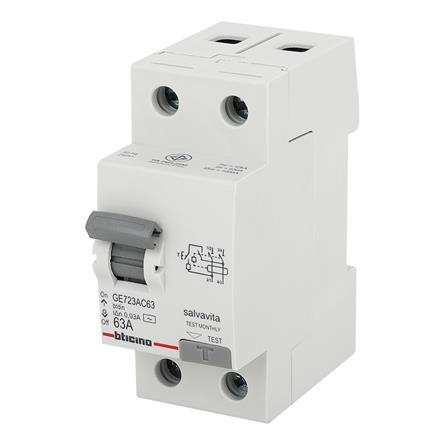 เมนเซอร์กิตเบรกเกอร์ 63 แอมป์ พร้อมกันไฟดูด/กันไฟรั่ว 2 โพล 1 เฟส BTICINO GE723_1