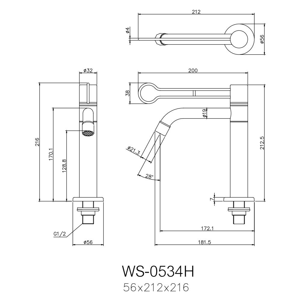 ก๊อกซิงค์เดี่ยวเคาน์เตอร์ WS WS-0534H สีเงิน
