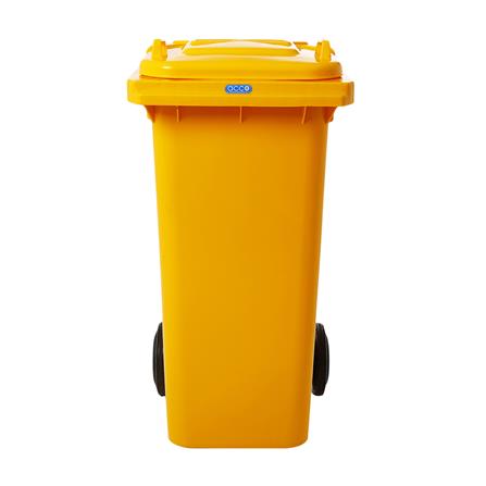 ถังขยะเหลี่ยม ฝาเปิด-ปิด มีล้อ ACCO 120L สีเหลือง_1