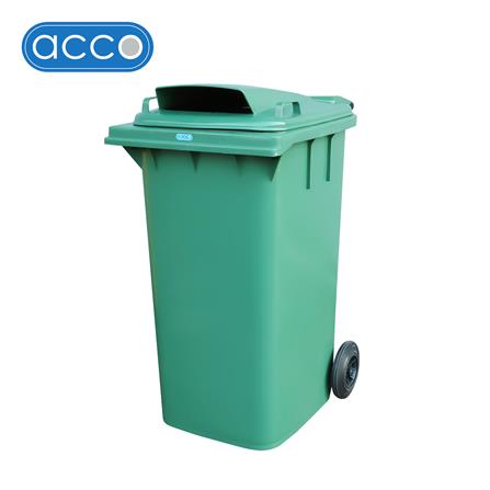 ถังขยะเหลี่ยมฝาช่องทิ้ง+ล้อ ACCO 240 ลิตร สีเขียว_0