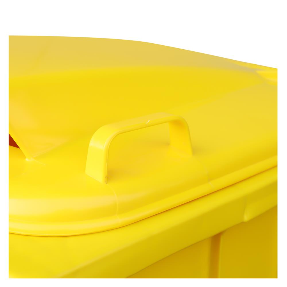 ถังขยะเหลี่ยมฝาช่องทิ้ง+ล้อ ACCO 240 ลิตร สีเหลือง