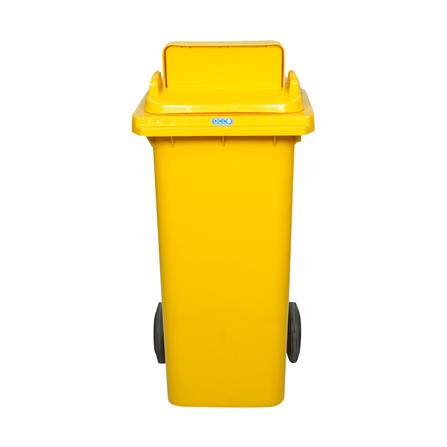 ถังขยะเหลี่ยม ฝาช่องทิ้ง มีล้อ ACCO 120L สีเหลือง_2