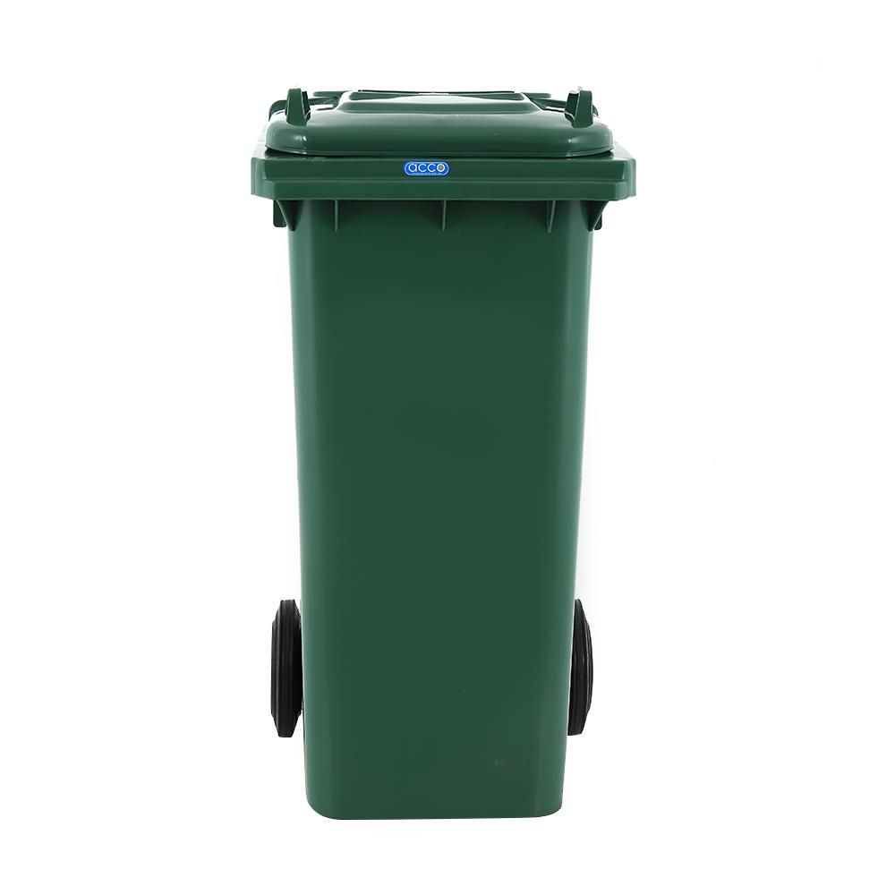 ถังขยะเหลี่ยม ฝาเปิด-ปิด มีล้อ ACCO 120L สีเขียว