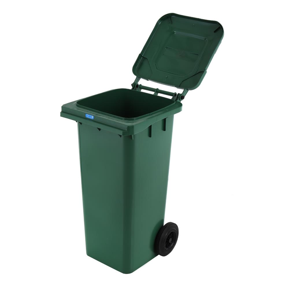 ถังขยะเหลี่ยม ฝาเปิด-ปิด มีล้อ ACCO 120L สีเขียว