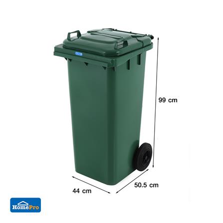 ถังขยะเหลี่ยม ฝาเปิด-ปิด มีล้อ ACCO 120L สีเขียว_6