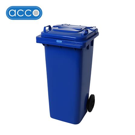 ถังขยะเหลี่ยม ฝาเปิด-ปิด มีล้อ ACCO 120L สีน้ำเงิน
