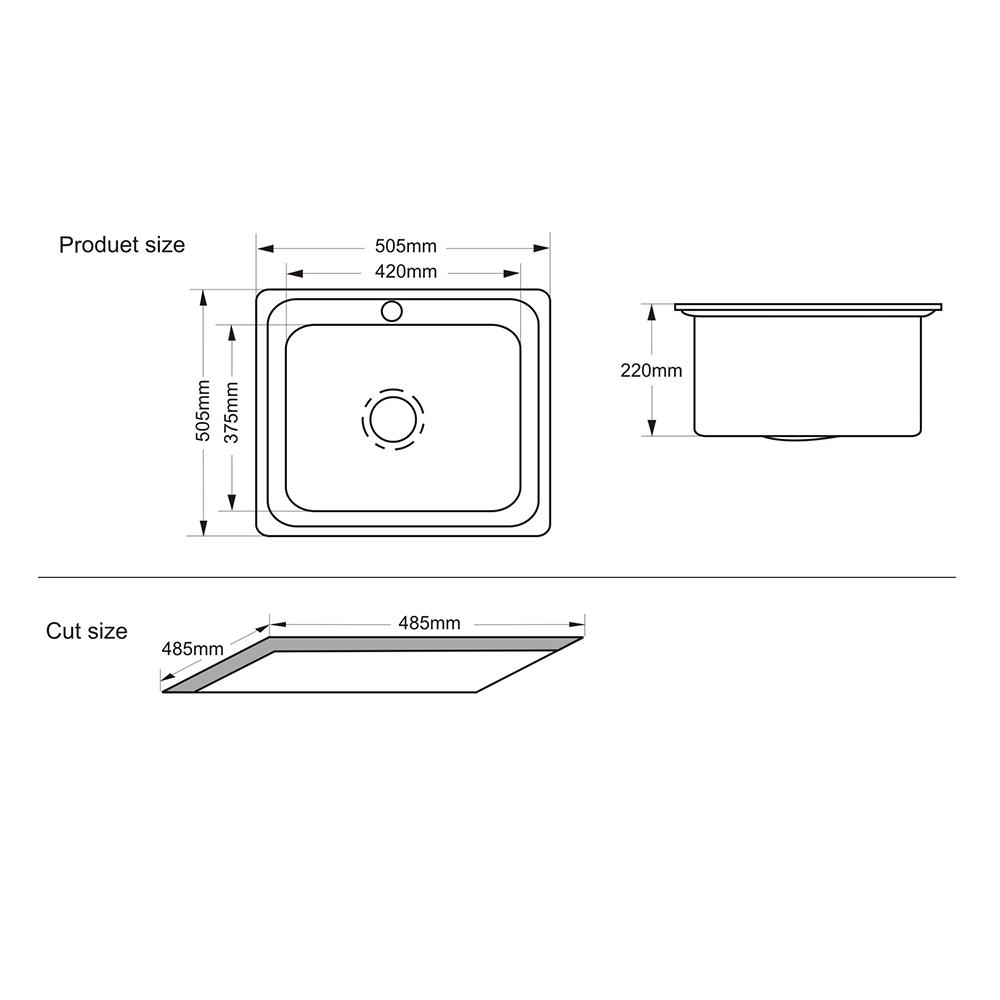 ซิงค์ฝัง 1 หลุม TECNOPLUS 505021 สเตนเลส