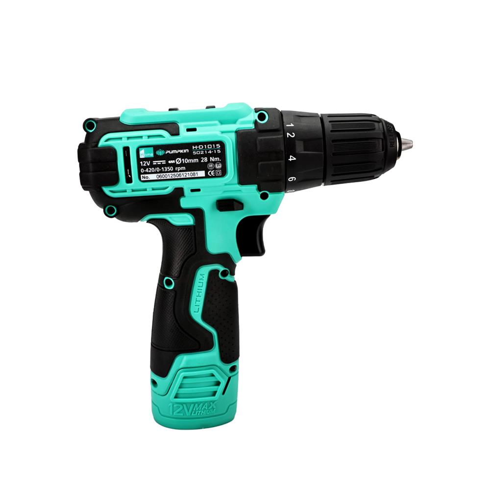 สว่านไร้สาย (พร้อมแบตเตอรี่) PUMPKIN 50214-15 H-D1015 12 โวลต์