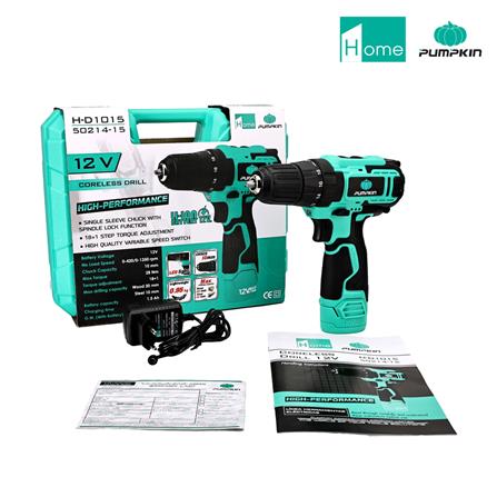 สว่านไร้สาย (พร้อมแบตเตอรี่) PUMPKIN 50214-15 H-D1015 12 โวลต์_4