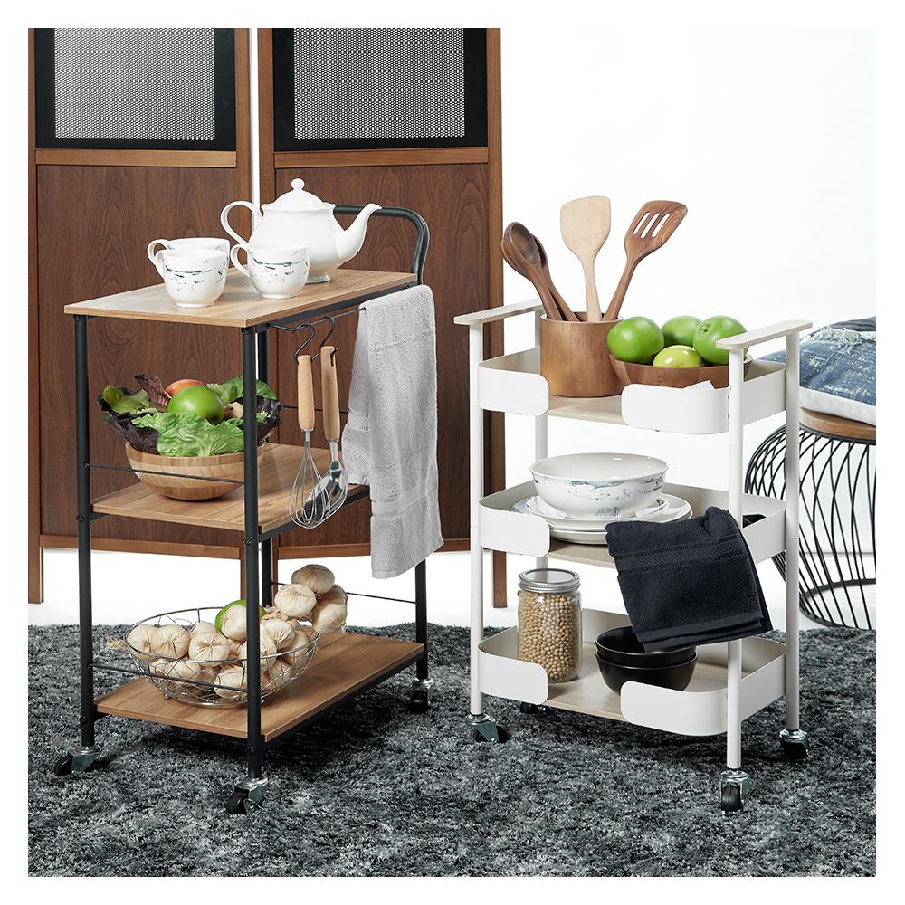 ชั้นวางของ 3 ชั้น มีล้อ STACKO MELLOW 44x28x73.5 ซม. สีครีม