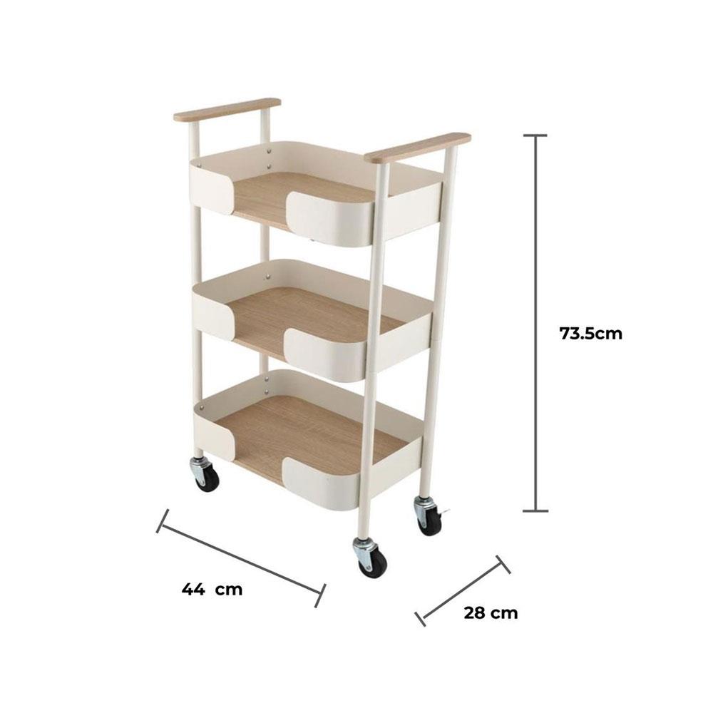 ชั้นวางของ 3 ชั้น มีล้อ STACKO MELLOW 44x28x73.5 ซม. สีครีม