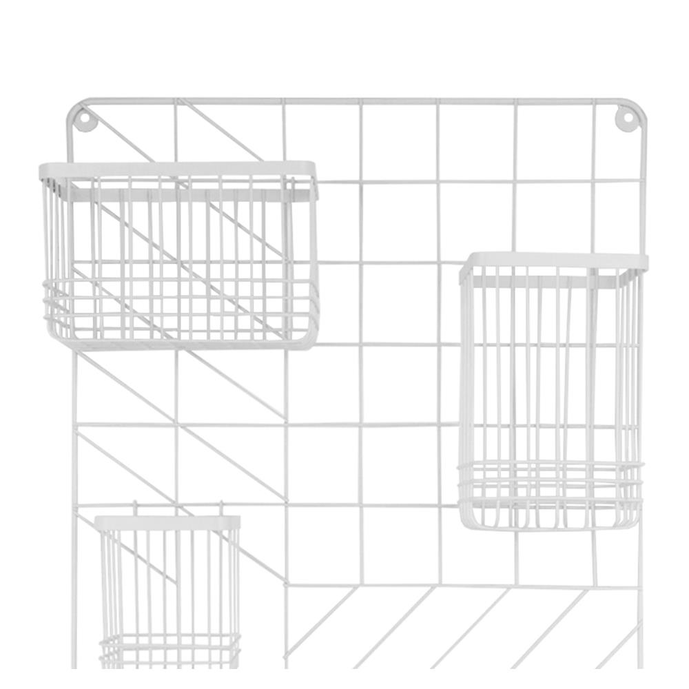 แผงเหล็กติดผนัง พร้อมตะกร้า 4 ชิ้น STACKO 44.8x11x60.1 ซม. สีขาว