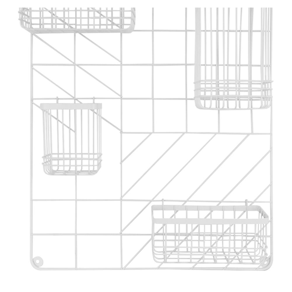 แผงเหล็กติดผนัง พร้อมตะกร้า 4 ชิ้น STACKO 44.8x11x60.1 ซม. สีขาว