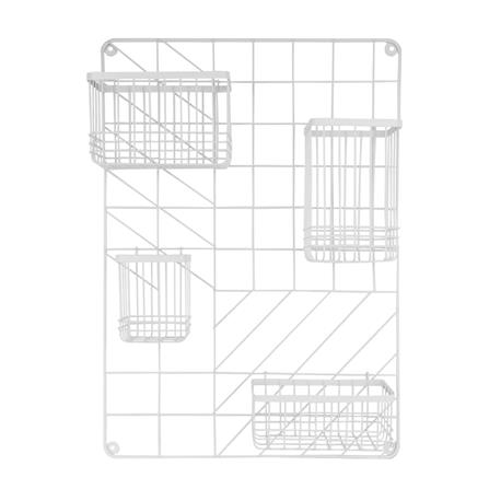 แผงเหล็กติดผนัง พร้อมตะกร้า 4 ชิ้น STACKO 44.8x11x60.1 ซม. สีขาว_0