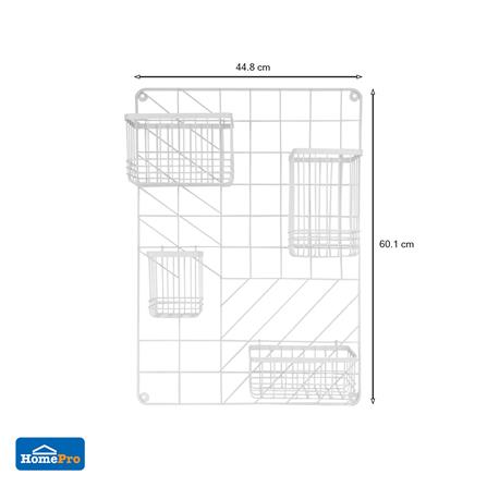 แผงเหล็กติดผนัง พร้อมตะกร้า 4 ชิ้น STACKO 44.8x11x60.1 ซม. สีขาว_3