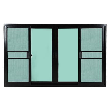 หน้าต่างบานเลื่อน อะลูมิเนียม F-S-S-F มุ้ง LYNN PRIME SERIES 180X110 ซม. สีดำ_1