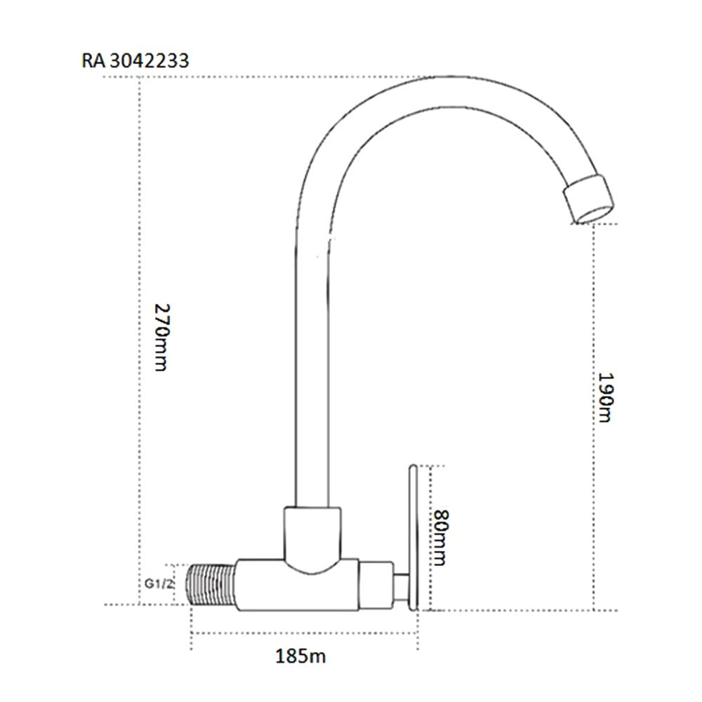 ก๊อกซิงค์เดี่ยวผนัง RASLAND RA 3042233 สเตนเลส