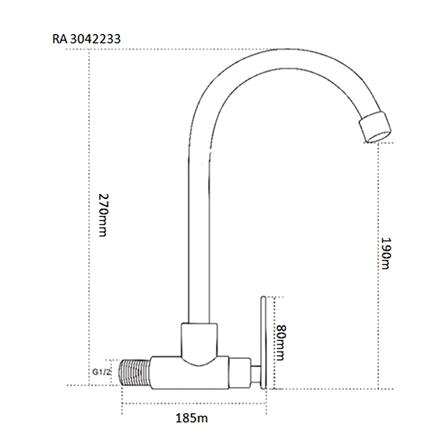 ก๊อกซิงค์เดี่ยวผนัง RASLAND RA 3042233 สเตนเลส_5
