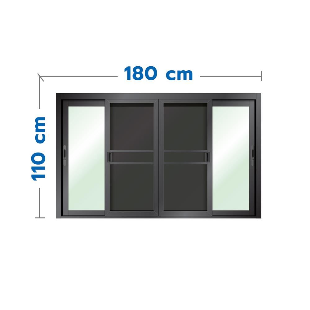 หน้าต่างบานเลื่อน อะลูมิเนียม S-F-S มุ้ง LYNN X-SERIES 180x110 ซม. สีดำ