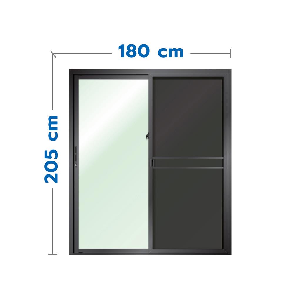 ประตูบานเลื่อน อะลูมิเนียม S-S มุ้ง LYNN PRIME SERIES 180x205 ซม. สีดำ