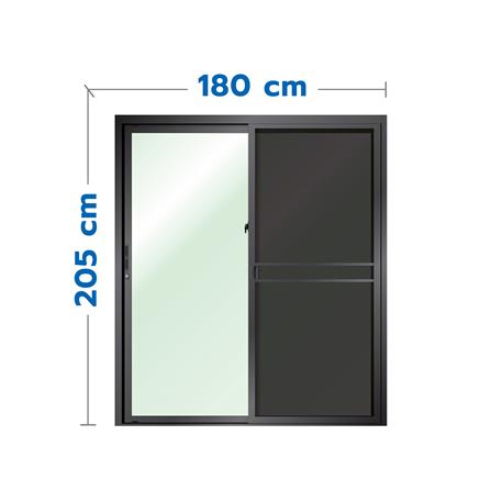 ประตูบานเลื่อน อะลูมิเนียม S-S มุ้ง LYNN PRIME SERIES 180x205 ซม. สีดำ
