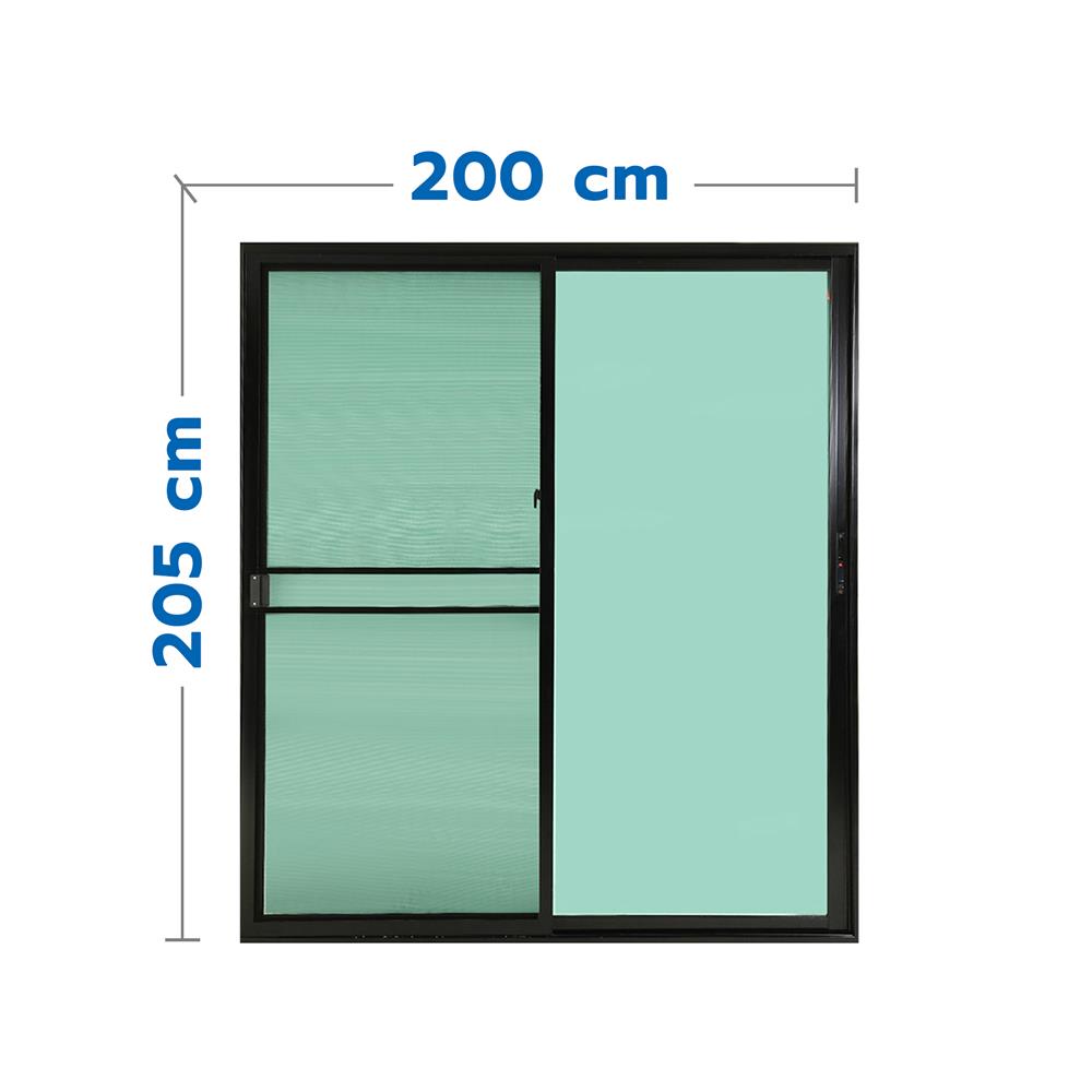 ประตูบานเลื่อน อะลูมิเนียม S-S มุ้ง LYNN PRIME SERIES 200x205 ซม. สีดำ