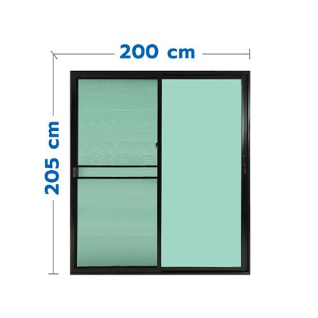 ประตูบานเลื่อน อะลูมิเนียม S-S มุ้ง LYNN PRIME SERIES 200x205 ซม. สีดำ