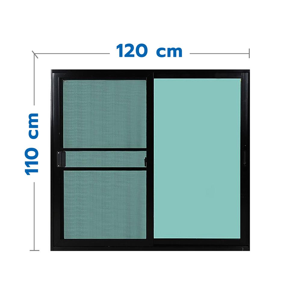 หน้าต่างบานเลื่อน อะลูมิเนียม S-S มุ้ง LYNN X-SERIES 120X110 ซม. สีดำ