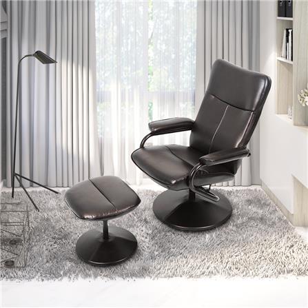 เก้าอี้ปรับเอนนอนขาหมุนพร้อมที่พักเท้า FURDINI ZENTRI สีน้ำตาล_5