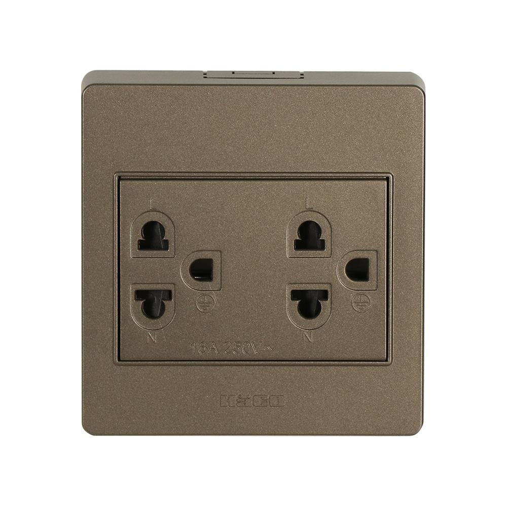 ชุดเต้ารับคู่ 3 ขา HACO M3N-E20-CC สีช็อคโก