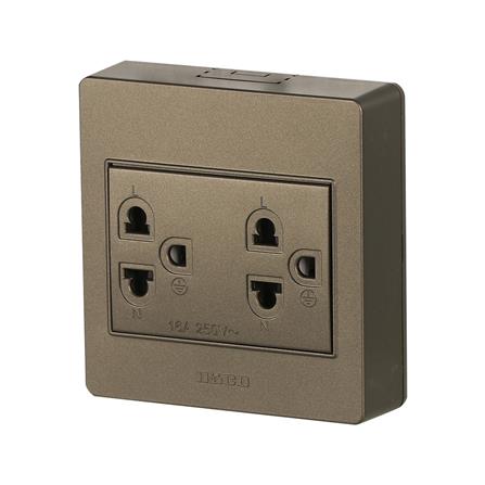 ชุดเต้ารับคู่ 3 ขา HACO M3N-E20-CC สีช็อคโก_1