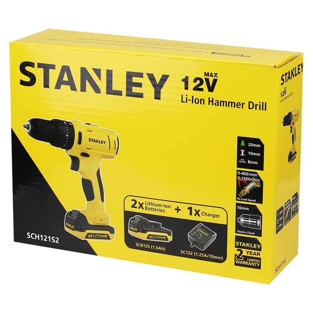 สว่านไร้สาย (พร้อมแบตเตอรี่) STANLEY SCH121S2-B1 12 โวลต์