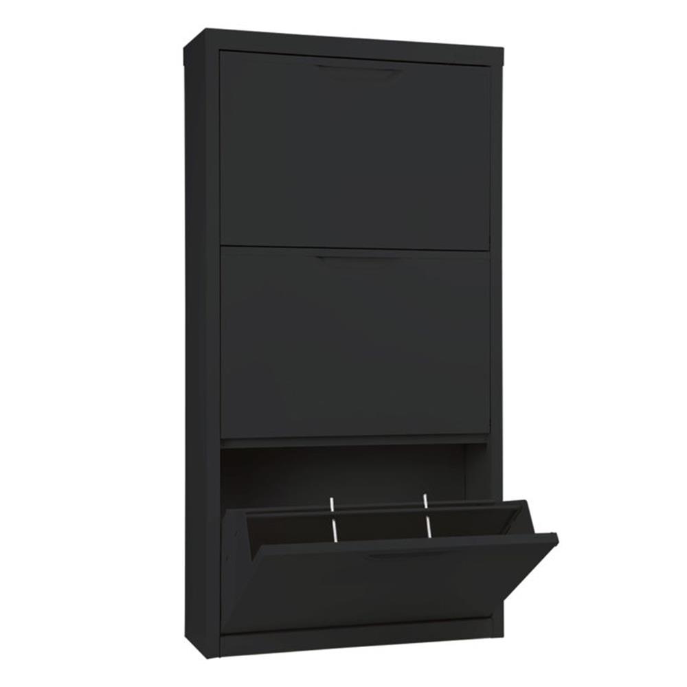 ตู้รองเท้าเหล็ก บานเปิดทึบ KIOSK SW-103 60 ซม. สีดำ