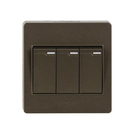 ชุดสวิตช์ 1 ทาง 3 ช่อง HACO M3N-S31-CC สีน้ำตาลดำ