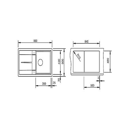 ซิงค์ฝัง 1หลุม 1ที่พัก BLANCO METRA 5S 495.39.078 แกรนิต สีถ่าน_2