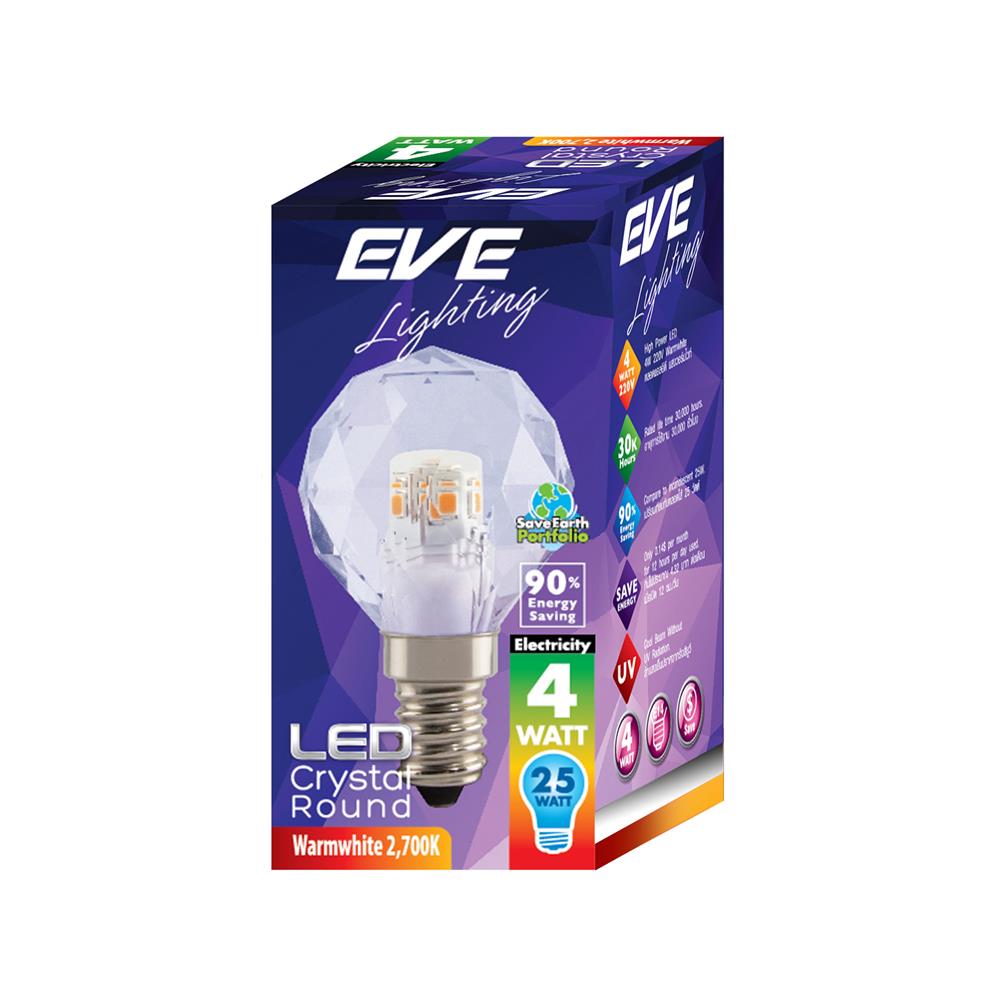 หลอด LED EVE CRYSTAL ROUND 4 วัตต์ WARM WHITE E14