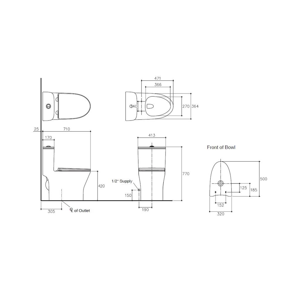 สุขภัณฑ์ 1 ชิ้น KARAT K-21926X-S-WK 3/4.8L ลิตร สีขาว