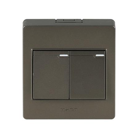 ชุดสวิตช์ 1 ทาง 2 ช่อง HACO M3N-S21-CC สีน้ำตาลดำ_0