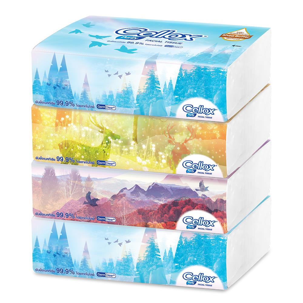กระดาษเช็ดหน้า CELLOX FLOWER 115 แผ่น แพ็ค4