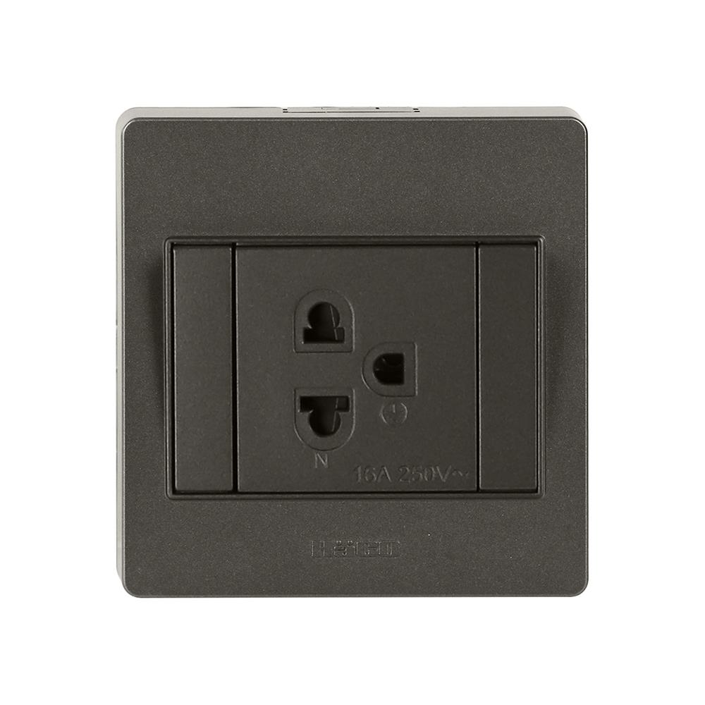 ชุดเต้ารับเดี่ยว 3 ขา HACO M3N-E10-CC สีช็อคโก