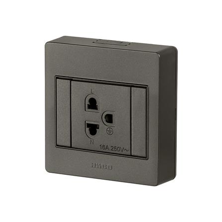 ชุดเต้ารับเดี่ยว 3 ขา HACO M3N-E10-CC สีช็อคโก_1