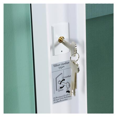 ประตูบานเลื่อน อะลูมิเนียม S-S มุ้ง SANKYOALUMI J-TRUST VEN-JT 200X205 ซม. สีขาว_4