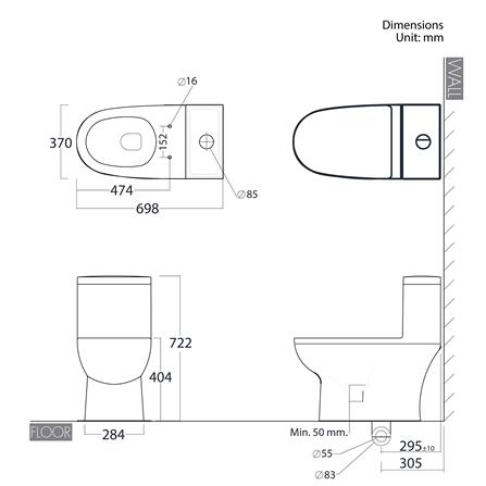 สุขภัณฑ์ 1 ชิ้น NASCO NC-8644S-WA 3/4.8 ลิตร สีขาว_6