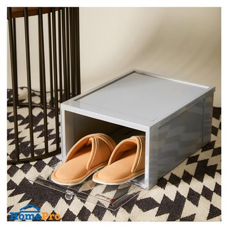 กล่องรองเท้าฝาหน้า STACKO 28X35X17 ซม. สีเทา_2