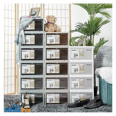 กล่องรองเท้าฝาหน้า STACKO 28X35X17 ซม. สีเทา_4