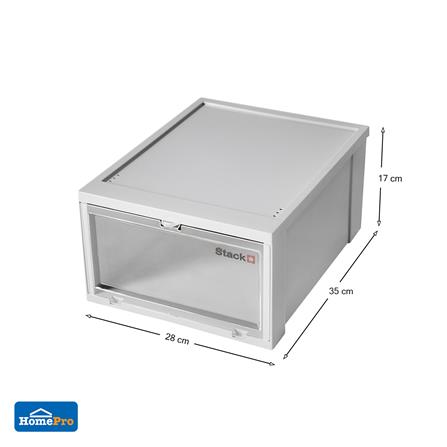 กล่องรองเท้าฝาหน้า STACKO 28X35X17 ซม. สีเทา_5