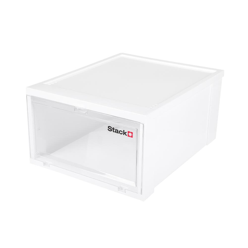 กล่องรองเท้าฝาหน้า STACKO 28X35X17 ซม. สีขาว