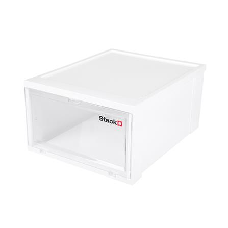 กล่องรองเท้าฝาหน้า STACKO 28X35X17 ซม. สีขาว
