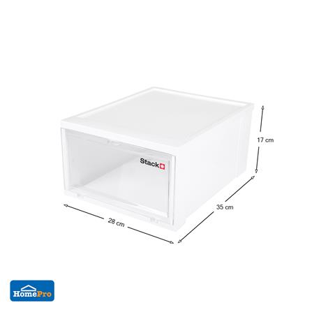 กล่องรองเท้าฝาหน้า STACKO 28X35X17 ซม. สีขาว_6